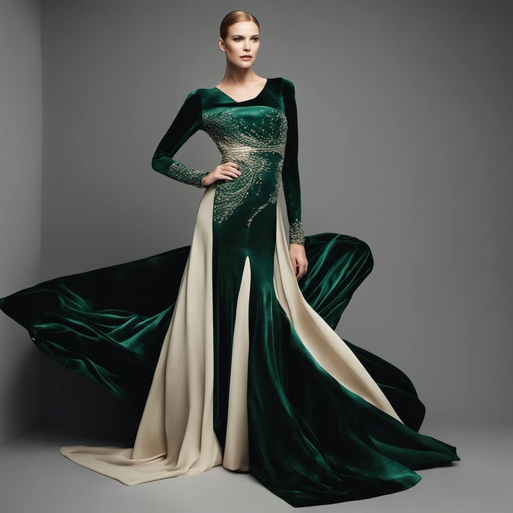 AI fashion clothing design woman Dark green Evening Long dress